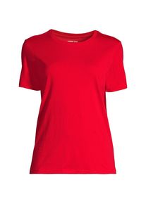 LANDS' END Supima Kurzarm-Shirt mit rundem Ausschnitt f&uuml;r Damen in Plus-Gr&ouml;&szlig;e, Damen, size: plus, Rot, Baumwolle, by Lands' End