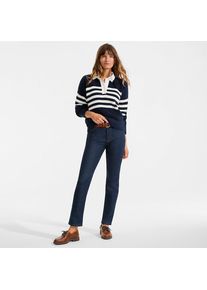 LANDS' END Straight Fit Recover Jeans Mid Waist, Damen, size: regular, Blau, Elasthan/Baumwoll-Mischung/Polyester-Mischung, by Lands' End