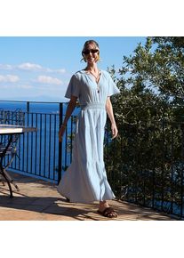 LANDS' END Stufen-Maxikleid aus Musselin f&uuml;r Damen in Petite-Gr&ouml;&szlig;e, Damen, size: petite, Blau, Baumwolle, by Lands' End