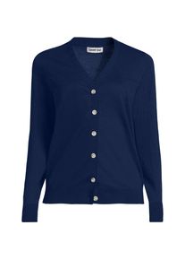 LANDS' END Feinstrick-Baumwollcardigan mit unterlegtem Ausschnitt, Damen, size: regular, Blau, Baumwolle, by Lands' End