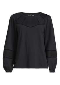 LANDS' END Flammgarn-Shirt mit Biesen-Verzierung f&uuml;r Damen, Damen, size: regular, Schwarz, Baumwolle, by Lands' End