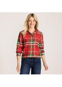 LANDS' END Verk&uuml;rzte Flanellbluse f&uuml;r Damen in Petite-Gr&ouml;&szlig;e, Damen, size: petite, Rot, Baumwolle, by Lands' End