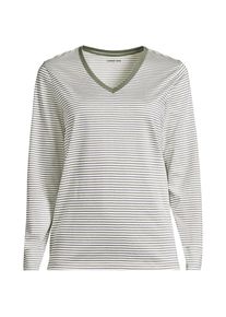 LANDS' END Supima&reg; Langarm-Shirt mit V-Ausschnitt f&uuml;r Damen, Damen, size: regular, Gr&uuml;n, Baumwolle, by Lands' End