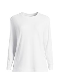 LANDS' END Lang&auml;rmeliges Supima Rundhalsshirt aus Interlock-Baumwolle, Damen, size: regular, Wei&szlig;, Baumwolle/Elasthan, by Lands' End