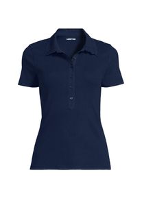 LANDS' END Feinripp-Poloshirt mit Lochmusterkragen in Plus-Gr&ouml;&szlig;e, Damen, size: plus, Blau, Baumwoll-Mischung, by Lands' End