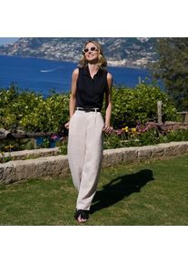 LANDS' END Premium Reinleinen-Barrelhose mit Bundfalten, Damen, size: regular, Elfenbein, Leinen, by Lands' End