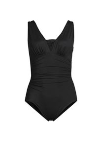 LANDS' END Shape-Badeanzug mit V-Ausschnitt SLENDER f&uuml;r Damen in E-Cup, Damen, size: regular, Schwarz, Nylon-Mischung, by Lands' End