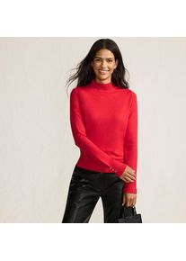 LANDS' END Stehkragenpullover mit &Auml;rmelkn&ouml;pfen f&uuml;r Damen, Damen, size: regular, Rot, Polyester/Nylon/Viskose, by Lands' End