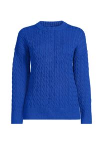 LANDS' END Zopfmusterpullover Drifter mit Rundausschnitt in Plus-Gr&ouml;&szlig;e, Damen, size: plus, Blau, Baumwolle, by Lands' End