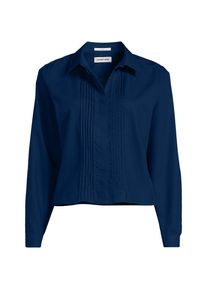 LANDS' END Kurze b&uuml;gelfreie Hemdbluse mit Biesen f&uuml;r Damen, Damen, size: regular, Blau, Baumwolle, by Lands' End
