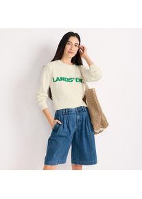 LANDS' END Leichte Jeans-Bermudashorts mit Bundfalten f&uuml;r Damen in Petite-Gr&ouml;&szlig;e, Damen, size: petite, Blau, Baumwolle, by Lands' End
