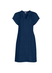 LANDS' END Leinenkleid mit Smok-Ausschnitt f&uuml;r Damen, Damen, size: regular, Blau, Leinen, by Lands' End