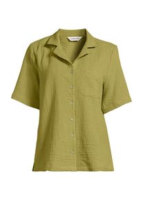 LANDS' END Kurz&auml;rmelige Musselin-Bluse, Damen, size: regular, Gr&uuml;n, Baumwolle, by Lands' End