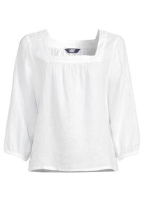 LANDS' END Leinen-Bauernbluse mit 3/4-&Auml;rmeln f&uuml;r Damen, Damen, size: regular, Wei&szlig;, Leinen, by Lands' End
