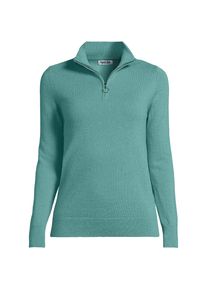 LANDS' END Kaschmir-Pullover mit Rei&szlig;verschluss, Damen, size: regular, Gr&uuml;n, Kaschmir, by Lands' End