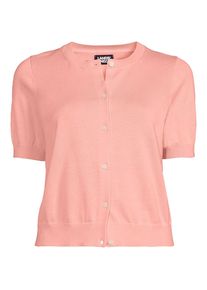 LANDS' END Feinstrick-Cardigan mit kurzen &Auml;rmeln f&uuml;r Damen, Damen, size: regular, Pink, Baumwolle, by Lands' End
