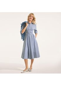 LANDS' END Baumwoll-Midikleid in Wickeloptik f&uuml;r Damen, Damen, size: regular, Blau, Baumwolle, by Lands' End