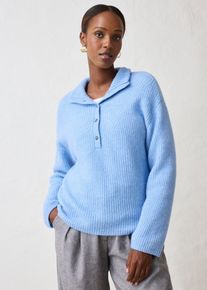 bonprix Oversize-Pullover aus weichem Alpaka Woll-Mix, blau, Gr.48/50 (XL), weicher Oversize-Pullover aus edler Alpaka-Wollmischung, aus Wolle