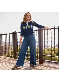 LANDS' END Starfish Knit-Jeans mit weitem Bein in Petite-Gr&ouml;&szlig;e, Damen, size: petite, Blau, Baumwoll-Mischung/Polyester-Mischung, by Lands' End