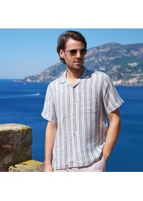 LANDS' END Premium Reinleinen-Hemd mit Kuba-Kragen f&uuml;r Herren in Tall-Gr&ouml;&szlig;e, Herren, size: tall, Blau, Baumwolle/Leinen, by Lands' End