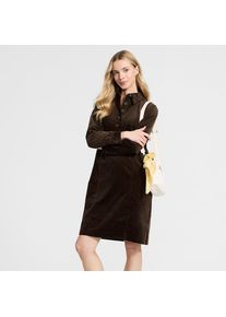 LANDS' END Feincord-Hemdblusenkleid in A-Linie in Petite-Gr&ouml;&szlig;e, Damen, size: petite, Braun, Baumwolle, by Lands' End