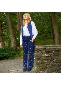 LANDS' END Bestickte Straight Fit Feincord-Hose, Damen, size: regular, Blau, Elasthan/Baumwoll-Mischung, by Lands' End