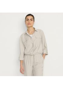LANDS' END Verk&uuml;rztes Twillhemd mit Kordelzug f&uuml;r Damen, Damen, size: regular, Beige, Polyester/Viskose, by Lands' End