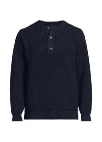 LANDS' END Rundhalspullover mit Knopfreihe f&uuml;r Herren, Herren, size: regular, Blau, Baumwolle, by Lands' End