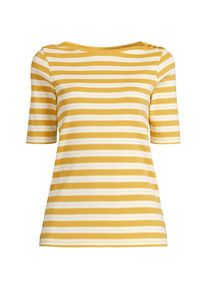 LANDS' END Supima-Shirt aus Baumwolle mit U-Boot-Ausschnitt in Petite-Gr&ouml;&szlig;e f&uuml;r Damen, Damen, size: petite, Gelb, Baumwolle, by Lands' End