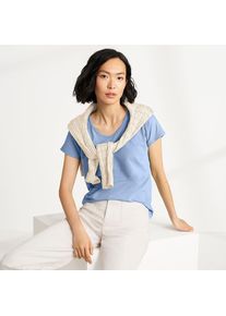 LANDS' END Shirt aus Baumwolle/Modal-Mix mit Ballett-Ausschnitt f&uuml;r Damen in Petite-Gr&ouml;&szlig;e, Damen, size: petite, Blau, Baumwolle Modal, by Lands' End