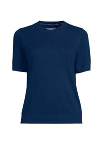 LANDS' END Rundhalspullover aus Baumwolle/Seidenmix f&uuml;r Damen, Damen, size: regular, Blau, Baumwolle/Seide/Nylon, by Lands' End