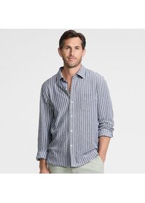 LANDS' END Langarm-Oxfordhemd aus Piqu&eacute;, Classic Fit, Herren, size: regular, Blau, Baumwolle, by Lands' End