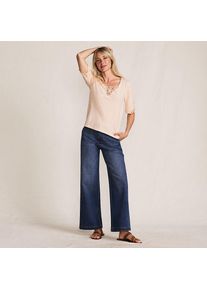 LANDS' END Flammgarn-Shirt mit Lochspitze f&uuml;r Damen, Damen, size: regular, Pink, Baumwolle, by Lands' End
