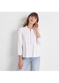 LANDS' END Baumwolle/Modal-Biesenshirt mit 3/4-&Auml;rmeln f&uuml;r Damen, Damen, size: regular, Wei&szlig;, Elasthan/Baumwoll-Mischung/Synthetic-blend, by Lands' End