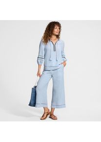 LANDS' END Musselin-Schlupfbluse mit 3/4-&Auml;rmeln, Damen, size: regular, Blau, Baumwolle, by Lands' End