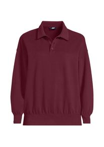 LANDS' END Serious Sweats Polopullover in Plus-Gr&ouml;&szlig;e, Damen, size: plus, Rot, Baumwoll-Mischung/Polyester-Mischung, by Lands' End