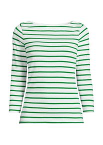 LANDS' END Gestreiftes Baumwollshirt mit 3/4-&Auml;rmeln f&uuml;r Damen in Plus-Gr&ouml;&szlig;e, Damen, size: plus, Elfenbein, Baumwolle, by Lands' End