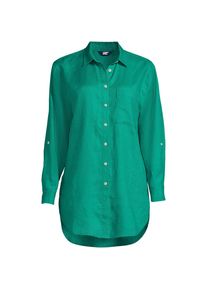 LANDS' END Tunikahemd aus Leinen mit Roll&auml;rmeln f&uuml;r Damen in Petite-Gr&ouml;&szlig;e, Damen, size: petite, Gr&uuml;n, Leinen, by Lands' End