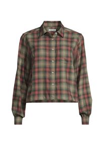 LANDS' END Verk&uuml;rzte Flanellbluse f&uuml;r Damen in Petite-Gr&ouml;&szlig;e, Damen, size: petite, Gr&uuml;n, Baumwolle, by Lands' End