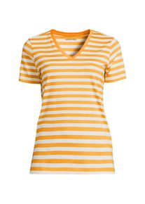 LANDS' END Supima Kurzarm-Shirt mit V-Ausschnitt f&uuml;r Damen in Petite-Gr&ouml;&szlig;e, Damen, size: petite, Orange, Baumwolle, by Lands' End