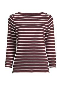 LANDS' END Gestreiftes Baumwollshirt mit 3/4-&Auml;rmeln f&uuml;r Damen in Petite-Gr&ouml;&szlig;e, Damen, size: petite, Rot, Baumwolle, by Lands' End