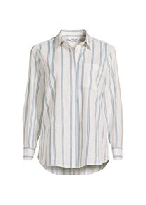 LANDS' END Bedruckte Soft Ease Hemdbluse im Leinenmix in Plus-Gr&ouml;&szlig;e, Damen, size: plus, Blau, Baumwolle/Leinen, by Lands' End