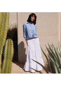 LANDS' END Maxi-Stufenrock aus Musselin f&uuml;r Damen, Damen, size: regular, Wei&szlig;, Baumwolle, by Lands' End