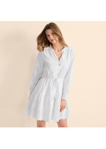 LANDS' END Minikleid mit Lochstickerei f&uuml;r Damen in Petite-Gr&ouml;&szlig;e, Damen, size: petite, Wei&szlig;, Baumwolle, by Lands' End