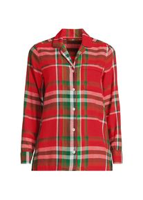LANDS' END Gemustertes Pyjamahemd aus reinem Baumwoll-Flanell f&uuml;r Damen in Plus-Gr&ouml;&szlig;e, Damen, size: plus, Rot, Baumwolle, by Lands' End