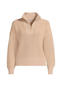 LANDS' END Stehkragenpullover mit Rei&szlig;verschluss DRIFTER f&uuml;r Damen in Petite-Gr&ouml;&szlig;e, Damen, size: petite, Elfenbein, Baumwolle, by Lands' End