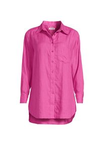 LANDS' END Langes Oversized Premium Reinleinen-Hemd in Petite-Gr&ouml;&szlig;e, Damen, size: petite, Pink, Leinen, by Lands' End