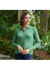 LANDS' END Supima-Poloshirt mit langen &Auml;rmeln f&uuml;r Damen in Petite-Gr&ouml;&szlig;e, Damen, size: petite, Gr&uuml;n, Baumwolle, by Lands' End