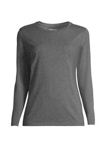 LANDS' END Supima-Shirt, Langarm, Damen, size: regular, Grau, Baumwolle, by Lands' End