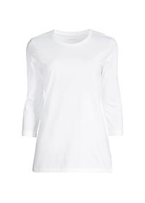 LANDS' END Supima-Shirt mit 3/4-&Auml;rmeln f&uuml;r Damen in Petite-Gr&ouml;&szlig;e, Damen, size: petite, Wei&szlig;, Baumwolle, by Lands' End